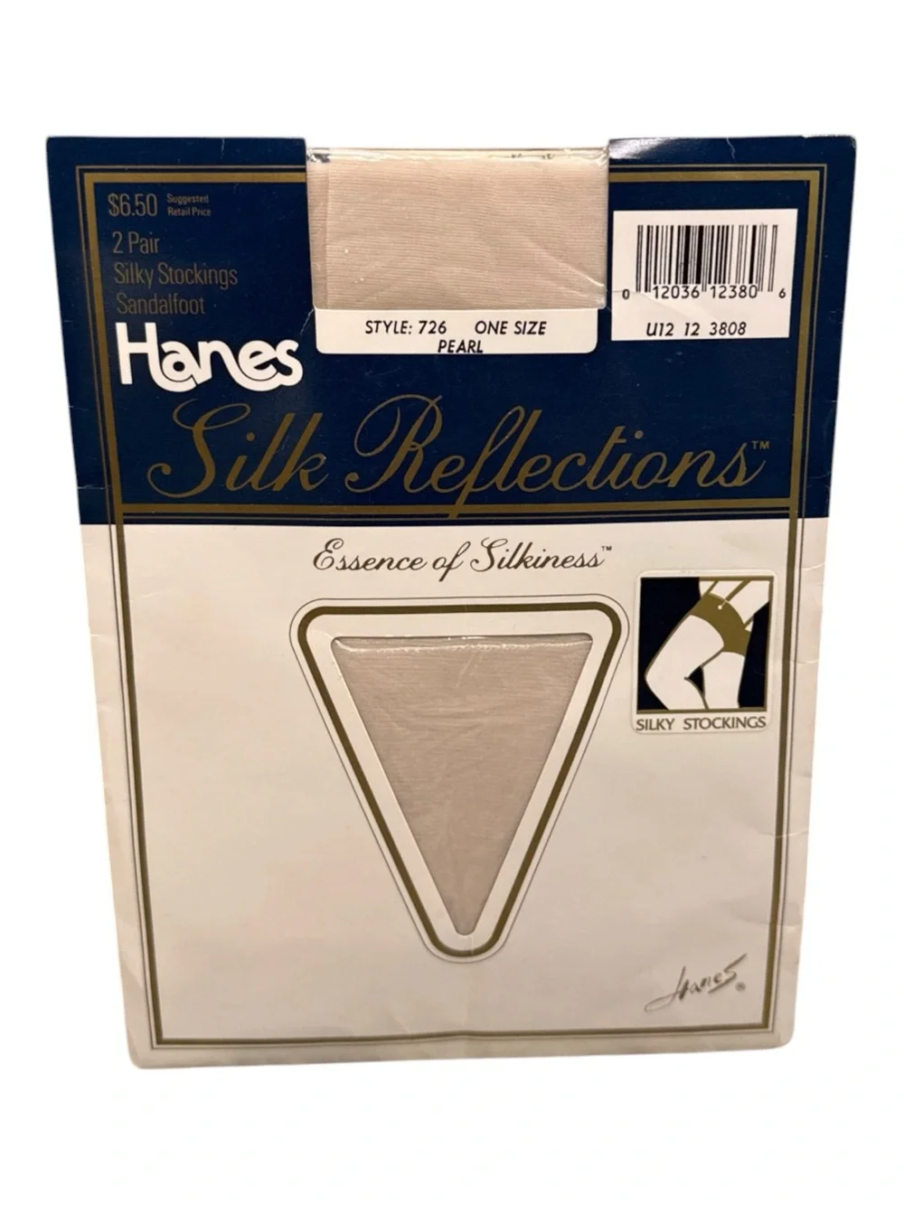 2 Pair 1987 Hanes Silk Reflections Garter Stockings One Size Pearl Style 726